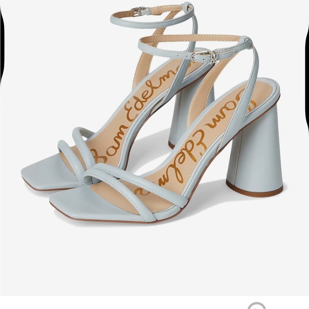 NIB Sam Edelman Pale Blue Leather Block Heels